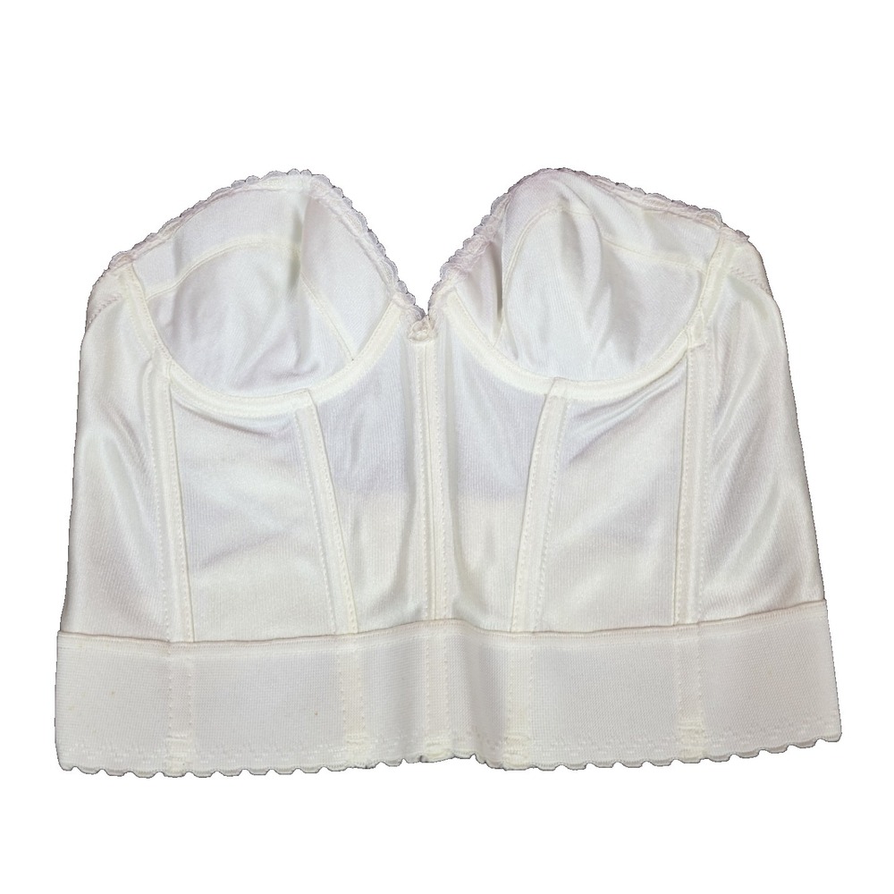 Vintage Adonna 36B White Longline Bustier Bra Strapless Bridal Corset